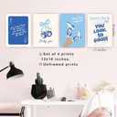 okaxscm Navy Coquette Preppy Cowgirl Wall Art Prints Set of 4, Coastal Cowgirl Decor, Preppy Room Decor Aesthetic, Blue 8 Ball Cherry Bow Wall Decor Posters for Girls Bedroom Dorm, 12x16 Unframed