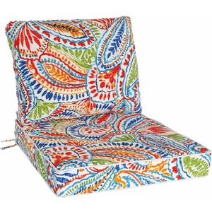 Outdoor Seat/Back Chair Cushion Tufted Pillow 22"x22" Indoor Deep Seat Chair Cushion Set Water Resistant for Patio Furniture with 3-Year Fade Resistant (Paisley Patten)