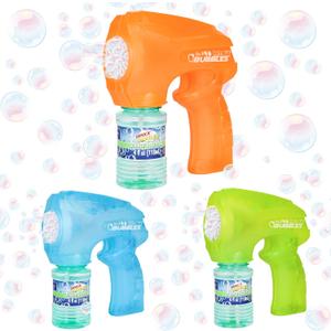 Light Up Bubble Blaster Auto Bubble Blower for Kids, Outdoor Summer & Pool Party Toy (Includes 4oz Solution, Receive One Blaster - Color at Random)