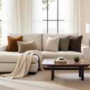 Faux Fur Throw Pillow Covers 20x20 Inch Set of 2 Boucle Neutral Decorative Sherpa Fuzzy Accent Soft Sheepskin Fleece Cushions Modern Home Decor for Couch Sofa Bedroom Living Room,Khaki