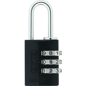 ABUS 145/20 C 20mm Body 3 Dial Resettable Combination Padlock, Black
