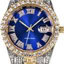 Hip Hop Watches for Men Iced-Out Bling Diamond Luxury Quartz Watches with Date
