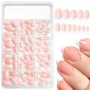 White French Tip Press on Nails Short Oval Fake Nails, Glossy Oval Nails Press on Full Cover Acrylic French Tip Nails Short False Nail Tips 240pcs Glue on Nails