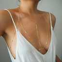 14K Gold Plated Body Chains for Women, Sexy Layered Belly Waist Chain Crossover Bikini Bra Chain, Summer Beach Rhinestone Body Jewelry