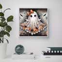 JFYHAB Halloween Diamond Art Kits for Adults-Ghosts Diamond Art Kits for Adults, 5D Diamond Art of Bat and FlowerDIY Full Drill Diamond Painting Gem Art and Crafts,Home Wall Decor 12x12 Inch