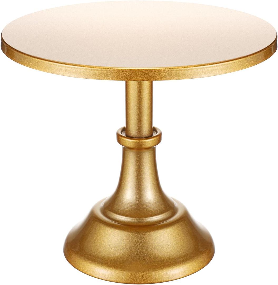 Baderke Metal Cake Stand 10 Inch Round Birthday Cake Stand Dessert Cupcake Display Tray Holder for Wedding Baby Shower Christmas Baking Party Supplies (Gold)