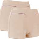 LUEXBOX Pocket Pantie for Women, Travel Underwear with Secret Pocket Panties Women's, 2 Packs (Light Brown) (Medium)