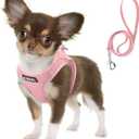Fida Comfy Dog Harness with Leash, Soft Puppy Vest Escape Proof, Breathable Lightweight Soft Mesh, Adjustable Reflective Step-in Harness for Small Dogs Walking (S, Pink)