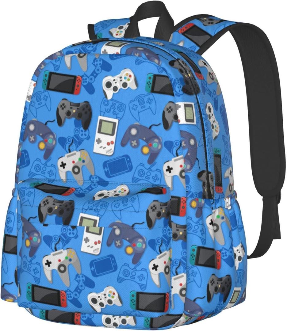 Gaming Backpack 17 Inch Video Game Casual Daypack Lightweight Kids School Backpack Campus Bag for Boys Girls Back to School (One Size, Black4)