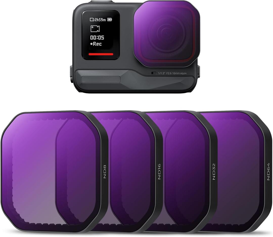 K&F Concept Kit de filtro ND compatible con Insta360 Ace Pro 2, 4 unidades ND8 ND16 ND32 ND64 Filtro de densidad neutra, reduccin de luz, control de exposicin, vidrio ptico HD multicapa