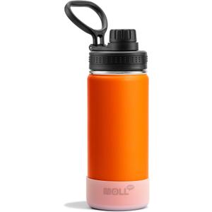 Kids Insulated Water Bottle-16 oz Stainless Steel Vacuum Wide Mouth Sports Flask with Silicone Boot-Reusable Metal Leak Proof Travel Water Bottle for Girls Boys, BPA-Free(Orange)