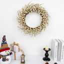 Yawwind 20 Inches White Winter Wreath Winter Wreaths for Front Door White Berry Wreath for Farmhouse Indoors Outside Kitchen Wall Porch Christmas Winter