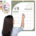 Calendar 2025, Wall Calendar 2025-2026 Planner Hanging17"x22" Calendar 2025-2026 with Spiral Bound Magnetic Fridge Calendars 18 Month Calendar with Thick Paper for Home & Office, Seasonal (Big Morandi)