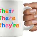 2 x Their There They're English Teacher Gifts from Students Editors Writers Teacher Appreciation Day Gifts Grammar Mugs Funny Coffee Ceramic Mug 11 oz White