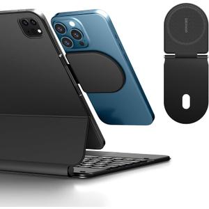 Dexnor Magnetic Phone Holder for Magic Keyboard, Compatible with Magsafe and Non-Magsafe Phone, Slim Portable Foldable Productivity Stand Mount for iPad/Samsung Magnetic Keyboard Cases - Black
