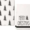 ARKENY Christmas Kitchen Towels Set of 2, Black Xmas Tree Dish Towels 18x26 Inch, Holiday Farmhouse Home Decoration AD101
