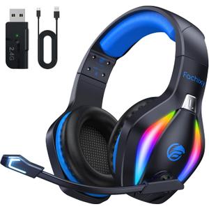 FC100 Wireless Gaming Headset with Microphone for PS5, PS4- Gamer Headset with Mic - Bluetooth Headphones with 50Hrs Battery Life - for PC, Mac, Tablets, Switch and Smartphones