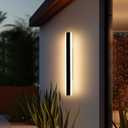Modern Long Wall Sconces, 31.4inch Patio Wall Lights, 3000K Warm White Light, Black Minimalist Style, White Frosted Acrylic Panel, IP65 Waterproof Outdoor Wall Light Fixture for House, Garage, Garden