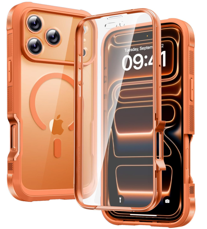 Diaclara Magnetic Designed for iPhone 17 Pro Max Case Full Body Bumper,[Compatible with MagSafe] Military Drop Proof Cover with Builtin Touch Sensitive AntiScratch Screen Protector,Orange