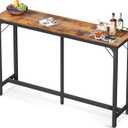 ODK 63 inch Bar Table, Bar Height Pub Table, Counter Height Bar Table, Rectangular High Top Kitchen & Dining Counter Tables with Sturdy Legs & Easy-to-Clean Top, Indoor use, Rustic Brown