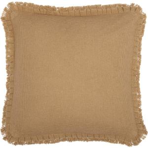 VHC Brands Burlap Solid Color Cotton Farmhouse Bedding Square 18x18 Filled Pillow, Natural Tan