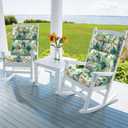 DYTXIII Outdoor High Back Chair Cushions Set of 2, Water Repellent Tufted Rocking Seat Cushions Replacement 44 x 22 Inch, Seat & Back Chair Pads for Patio, Balcony and Indoor Use -Lush Leaf Green, 44x22x4