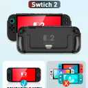 i-Blason for Nintendo Switch 2 Case 2025, Durable Slim Matte Clear Anti-Fingerprint Protective Hard Case with Dockable Comfortable TPU Grip Compatible with Controller & Docking Station - Black
