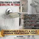 Soap Dish for Shower Suction Cup Powerful Vacuum System Rustproof 304 Stainless Steel Basket Sponges Holder with Razor Hooks for Bathroom or Kitchen Soap Holder (Silver)