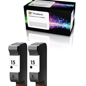 OCProducts Remanufactured Ink Cartridge Replacement 2 Pack for HP 15 for Deskjet 3810 3820 810c 812c 816 840c 841c 842c 843c 845c 920c 940 Officejet 5110 v40 PSC 500 750 950 (2 Black)