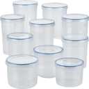 Lock & Lock Easy Essentials Food Storage Bin Set/Airtight Container Lids/BPA-Free/Dishwasher Safe, 20 Piece, Clear
