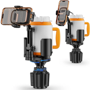 Phone Holders for Your Car, 2 in 1 Cup Holder Phone Mount with Expander, Secure Hold, Adjustable Base and Long Arm with 360°Rotation Car Phone Holder for 4-7‘’ devices and Up to 5.31'' Most Bottles