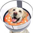 Didopet Inflatable Dog Cone with Transparent Shield, Protective Dog Donut Collar After Surgery to Stop Licking, Soft Donut Cone for Medium Plus Pets, Adjustable Recovery Collar with Buckle Visibility
