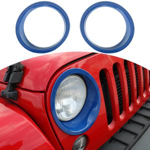 RT-TCZ for Wrangler JK Headlight Cover Trim Bezels for Jeep Wrangler JK JKU 2007-2017 Blue Exterior Accessories 2pcs