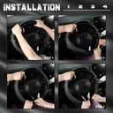 SEG Direct Car Steering Wheel Cover Small Size for Prius Civic Model 3 Model Y Camaro Rogue with 14"-14 1/4" Embossed Microfiber Leather with Carbon Fiber Pattern Black