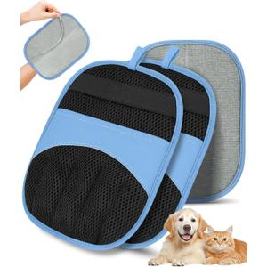 Magic Brush Glove Pet Hair - 2 Pack Electrostatic Grooming Removal Gloves for Dogs and Cats, The Magic Brush Pure Path Yomi Pet Grooming Needs, Fur Remover for Furniture, Clothes (Blue)