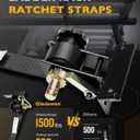 Ladder Rack Ratchet Straps with J-Hook (Pair), 1.4" Black Square Tube Mount, 1.5" Wide x 7.5' Long Black Retractable Ratchet Tie Down Strap Roof Rack, 500 lbs Load Heavy Duty, Cargo Buckle Lock Strap