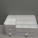 HBlife Makeup Organizer & Skincare Storage  Large Cosmetic Organizer with 3 Drawers, 8 Compartments Vanity Storage Box for Bathroom Counter, White