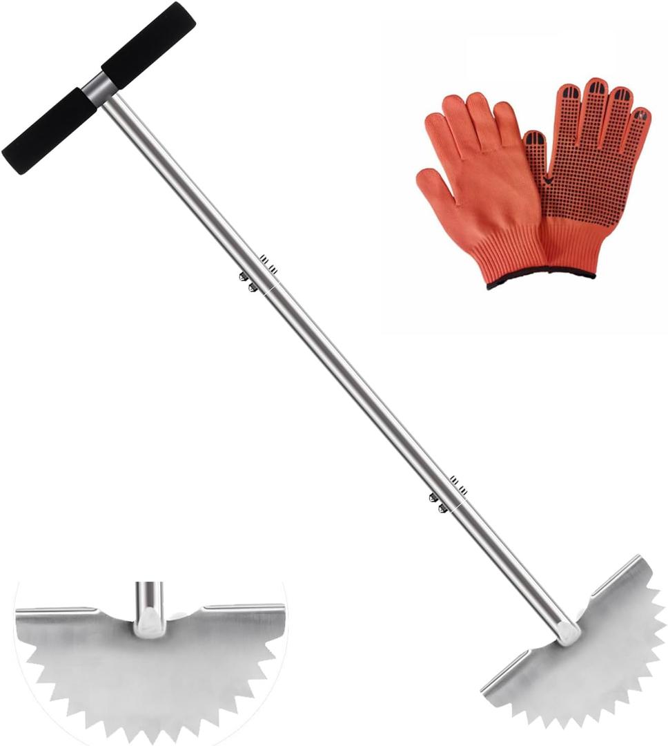 Edger Lawn Tool Half Moon Lawn Edger with Saw-Tooth Blade for Cleaning Edges Along Sidewalks Driveways Garden Flower Beds-Made of Stainless Steel Hand Edger with T-Grip Handle