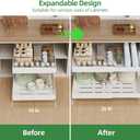 PAKETA 4 Pack Expandable Pull Out Cabinet Organizer, 21'' Deep Pull Out Drawers for Cabinet, Upgrade 3 Slide Rails Sliding Drawers for Cabinets with Adhesive Nano Film (White, 21"D X 15-26"W)