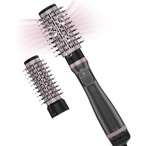 4-in-1 Rotating Hair Dryer Brush Spinning, 3 Setting Modes with Rapid Cooling Button, Hair Brush Blow Dryer with 2 Detachable Brush(1.5"& 2")