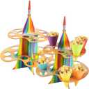 2 Pcs Art Paint Party Treat Stand with 48 Treat Cones Multicolor Paint Cupcake Stand Art Theme Painting Splatter Holder Dessert Holder Decoration for Birthday Baby Shower Supplies