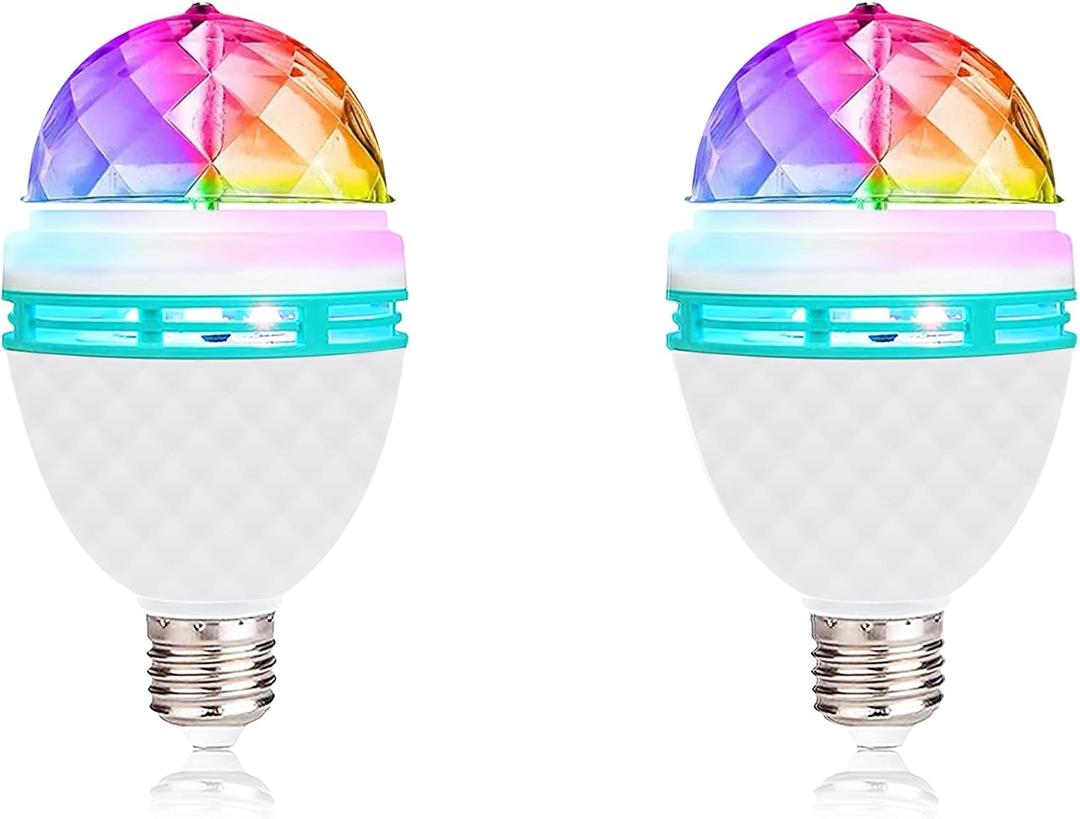 Disco Ball Light Bulb, 3w E27 RGB Color Rotating Bulb Led Party Bulbs, Magic Ball Light for for Disco, Holiday, Birthday, Club, Halloween, Christmas, Bar, Indoor & Outdoor(2 Pack)