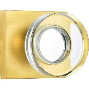 coolnews Passage Function Clear Crystal Glass Door Knobs Interior, Modern Gold Door Knob with Square Plate, Satin Brass Finish
