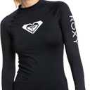 Roxy Women's Long Sleeve Compression Fit Rashguard UPF 50+ Quick Dry Recycled Swim Shirt, Anthracite, Medium