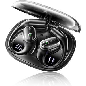 Open Ear Earbuds Bluetooth Headphones Wireless - 80Hrs Playtime Wireless Earbuds with IPX7 Waterproof Touch Control Earphones Sport with 18.2mm Drivers Stereo Sound Bluetooth 6.0 for Running Fitness (Light Black)