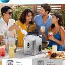 EUHOMY Nugget Ice Maker Countertop with Handle, Ready in 6 Mins, 34lbs Per Day, Removable Top Cover, Auto-Cleaning, Portable Sonic Ice Maker with Basket and Scoop, for Home/Party/RV/Camping (Silver)