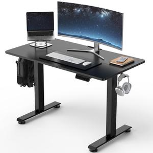 Veken 39.4" Small Electric Standing Desk, Adjustable Height Office Desk with Wood Desktop, Computer Table for Home Work, Study and Gaming, Small Spaces, Modern Furniture, Black, 39.423.6 Inch