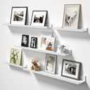 Lyeasw White Floating Shelves for Wall 36 Inch Long, Set of 5 Tiered-Depth Wall Shelves, Picture Ledge Shelf for Living Room, BedroomKitchen, Office, Bathroom, Nursery