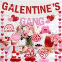Galentines Gang Banner: Happy Valentines Day Party Decorations Red Pink Glittery Heart Garland Happy Galentines Day Bachelorette Floral Bridal Shower Anniversary Red and Pink Glitter Party Supplies