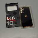 LeYi for Galaxy A15 5G Phone Case: with Tempered Glass Screen Protector [2 Pcs]+ Camera Lens Protection, Love Heart Plating Women Luxury Shockproof Case for Samsung A15, Cute Present for Mom, Black